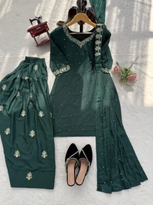 Alternative view of stitched Designer Farshi Plazo Set – Elegant Ethnic Wear Crafted in Classy Tones with Premium Fabric & Detailing  Style Code:- KD1608