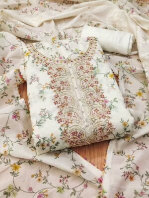 stitched ORIGINAL MODAL PRINT WITH THREAD AND KHATLI WORK 2.1 MTR