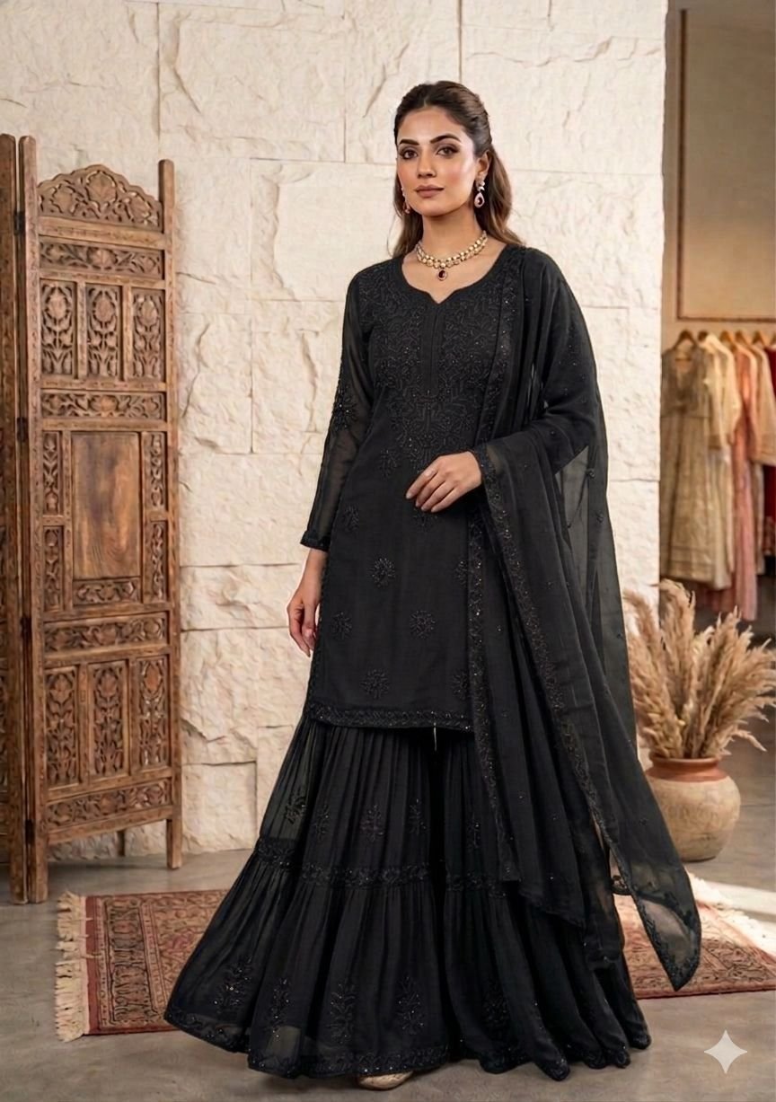 stitched PERFECT FOR PARTY AND WEDDING OUR DESIGNER WEAR SEQUENCE EMBROIDERED SARARA PAIR CODE :-AK-456 - Image 3