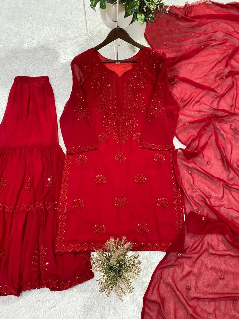 stitched PERFECT FOR PARTY AND WEDDING OUR DESIGNER WEAR SEQUENCE EMBROIDERED SARARA PAIR CODE :-AK-456 - Image 2