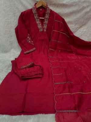 stitched AK-149 Festive Special *Premium Viscose Mango Silk Kurti with elegant embroidery sequins & hand work