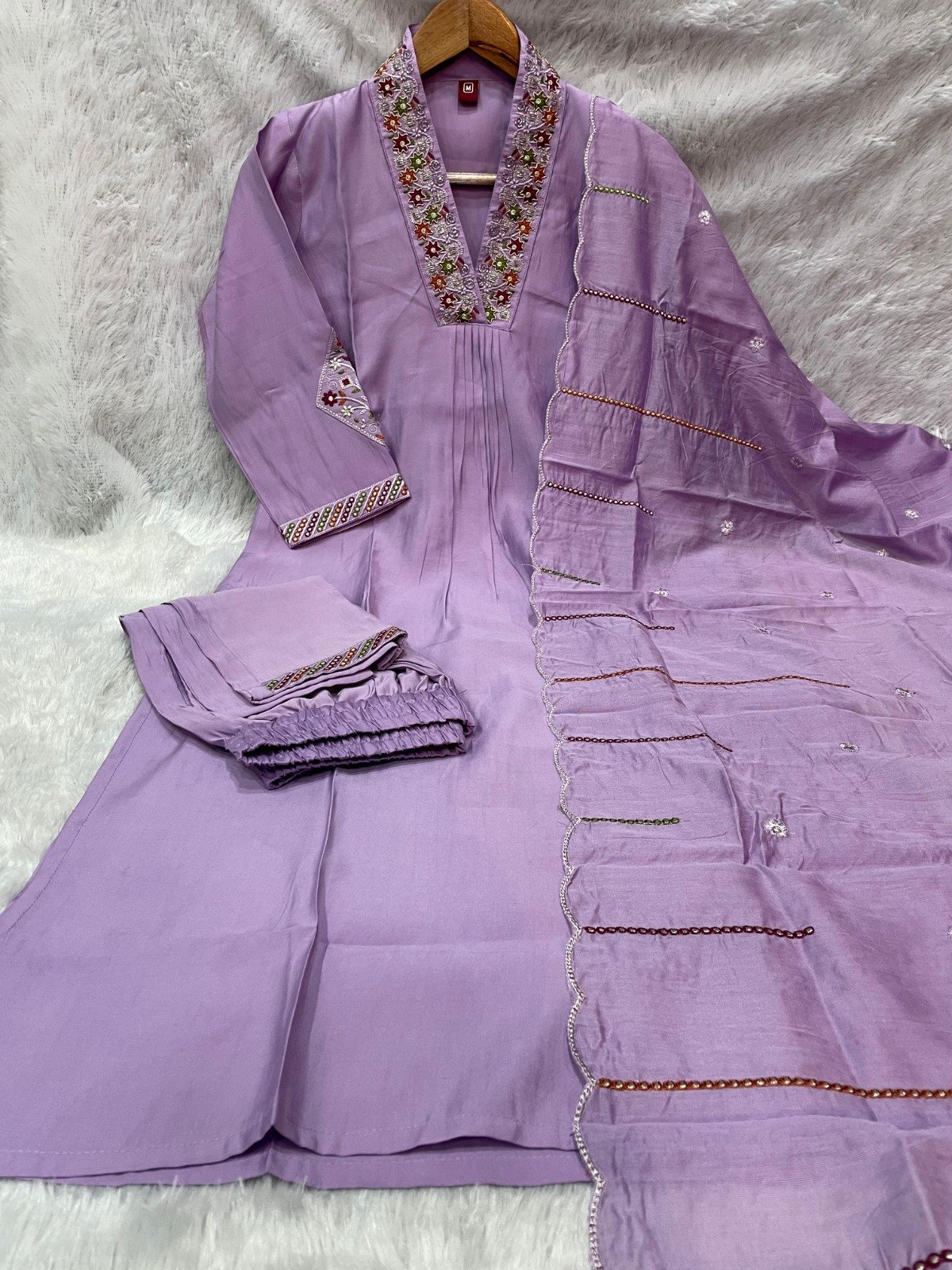 stitched AK-149 Festive Special *Premium Viscose Mango Silk Kurti with elegant embroidery sequins & hand work - Image 2