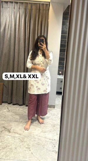 Alternative view of stitched VINTAGE 2Pc Co-ord set  Make Every Festival More Joyful With Hand Made By Love Kurties Introducing the summer sunshine