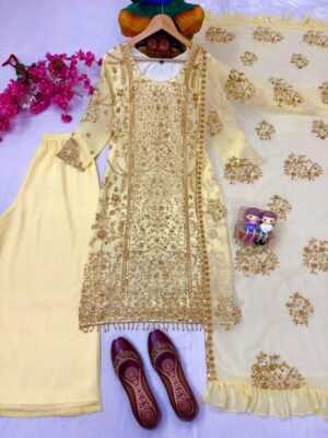 Alternative view of stitched AK 1450 ENHANCE THE BEAUTY OF YOUR WARDROBE WITH THIS NEWLY LAUNCHED KURTI & PLAZZO SET