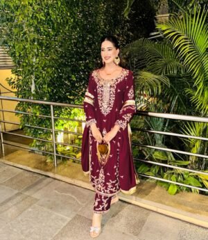 stitched PRESENTING 3 PIECE STYLISH KURTI, PLAZOO AND DUPATTA WITH BEAUTIFUL EMBROIDERY SEQUENCE WORK