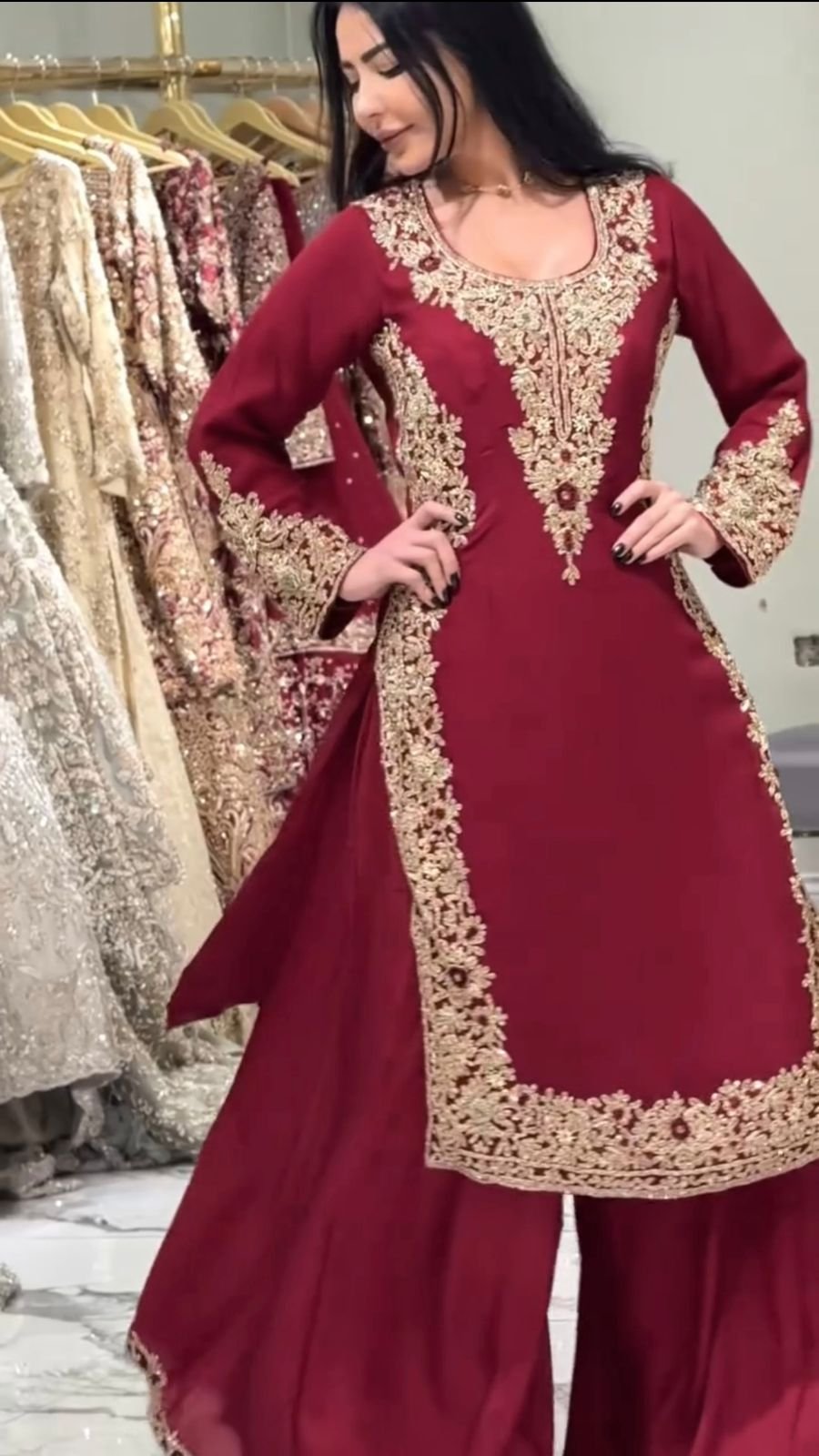 Designer Palzoo Set –stitched Elegant Ethnic Wear Crafted in Classy Tones with Premium Fabric & Detailing Style Code:- AK1599 - Image 3