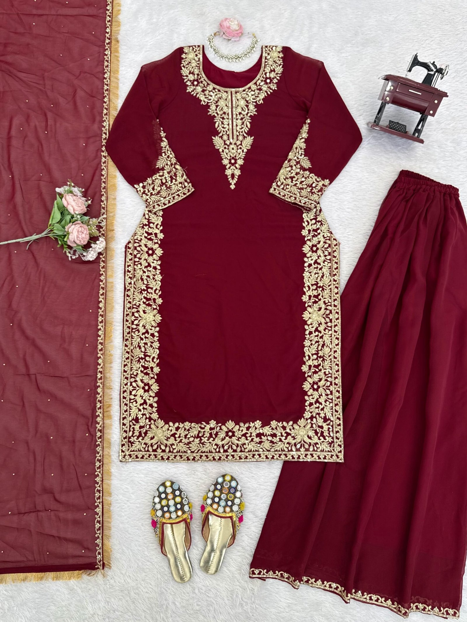 Designer Palzoo Set –stitched Elegant Ethnic Wear Crafted in Classy Tones with Premium Fabric & Detailing Style Code:- AK1599 - Image 4