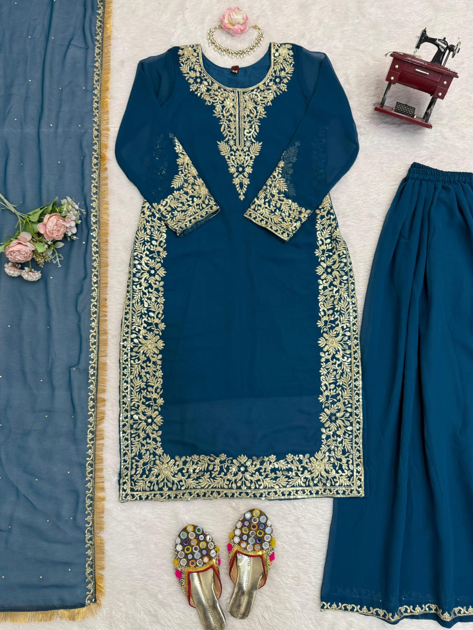 Designer Palzoo Set –stitched Elegant Ethnic Wear Crafted in Classy Tones with Premium Fabric & Detailing Style Code:- AK1599 - Image 6