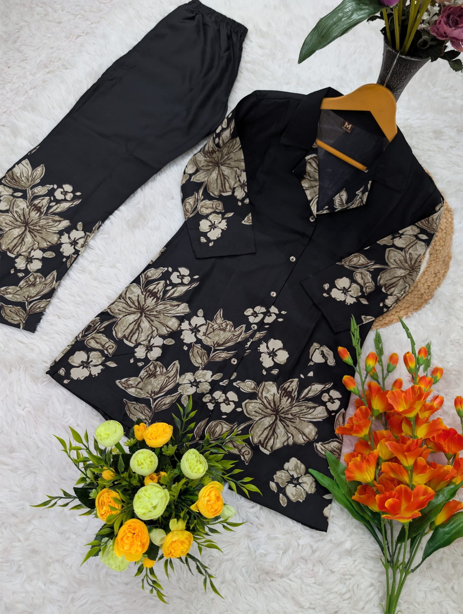 stitched SHIVAM COLLECTION PRESENT WOMEN'S PURE VISCOSE REYON CO-ORD SET BLACKBERRY 2 - Image 2