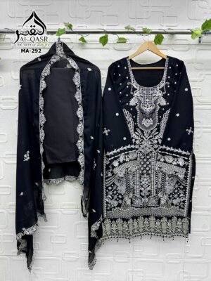 Alternative view of stitched HEAVY STAR GEORGETTE WITH EMBROIDERY WORK AND HAND-KHATLI WORK LATKAN BEAUTIFUL