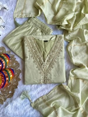 stitched New Designers Kurti Pent Dupatta Set