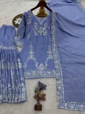 Alternative view of stitched  LAUNCHING NEW TRANDING COLLECTION 3 PIECE FANCY KURTI WITH SHARARA AND BEAUTIFUL DUPATTA