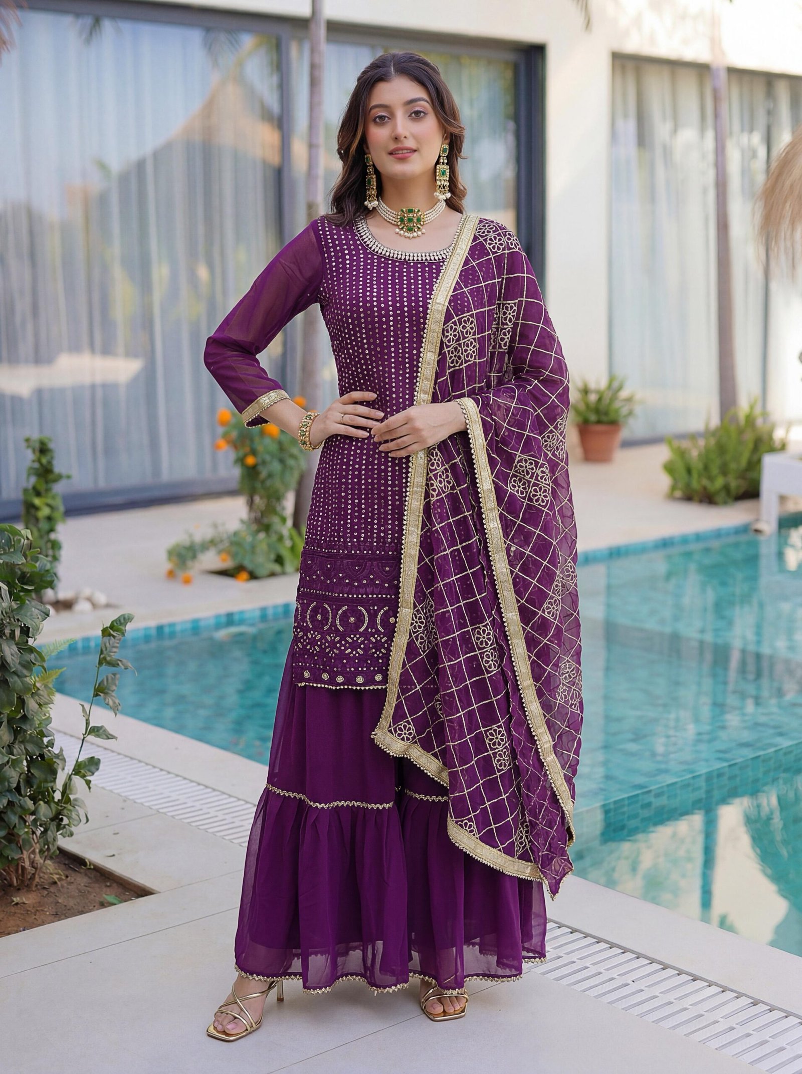 stitched Where rich embroidery meets timeless ethnic charm Perfect for festive nights & wedding vibes AK ON 5065 Kurti (Stitched) - Image 5