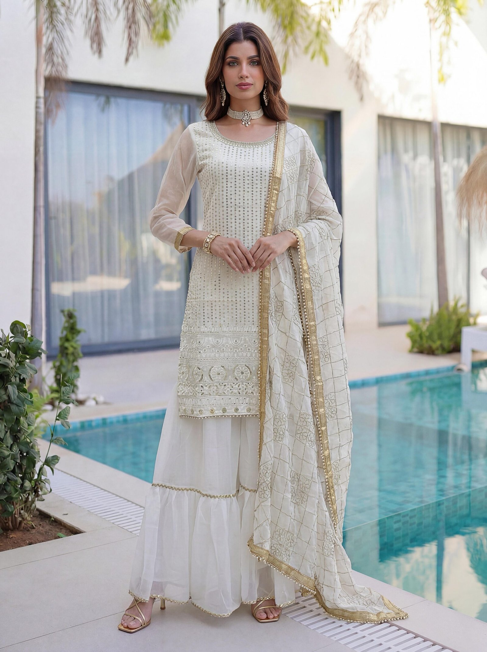 stitched Where rich embroidery meets timeless ethnic charm Perfect for festive nights & wedding vibes AK ON 5065 Kurti (Stitched) - Image 7