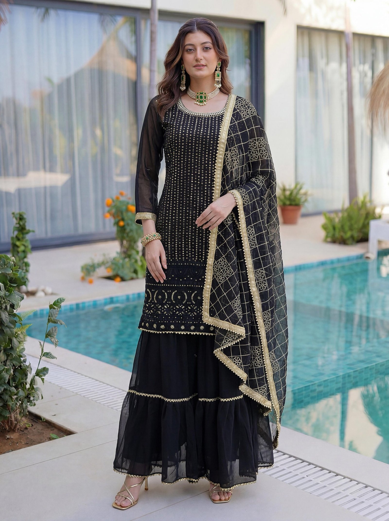 stitched Where rich embroidery meets timeless ethnic charm Perfect for festive nights & wedding vibes AK ON 5065 Kurti (Stitched)