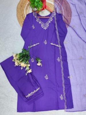 Alternative view of stitched Today We Are Launching Party Wear Kurati with Pent and Dupatta Readymade Collection  AK-025