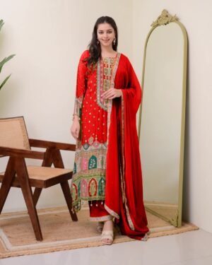 stitched Featuring Ivory Pakistani Suit which is beautifully decorated with digital prints, sequin embroidery and lace detailings all-over. It is absolutely perfect for your upcoming occasions, it is very easy breezy and comfortable.