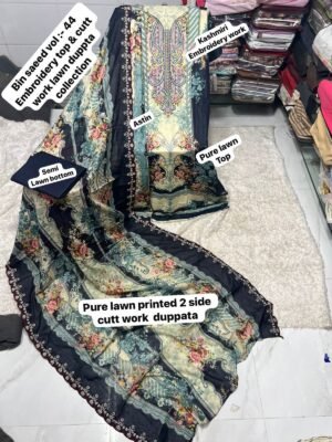 Alternative view of semi stitched BIN SAEED VOL :-  Mix all CATALOGUE DESIGN DUPPTA  cutwork Work Collection 2025