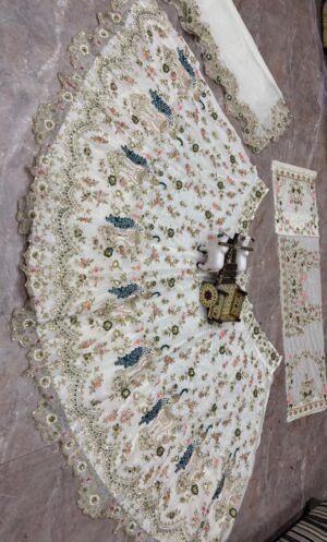 Alternative view of semi stitched choli  AK Launching the 3.5 Meter Flare Fox Georgette Lehenga Adorned with Sequins Embroidery, Cancan and Canvas Patta  D.No= AK-1536