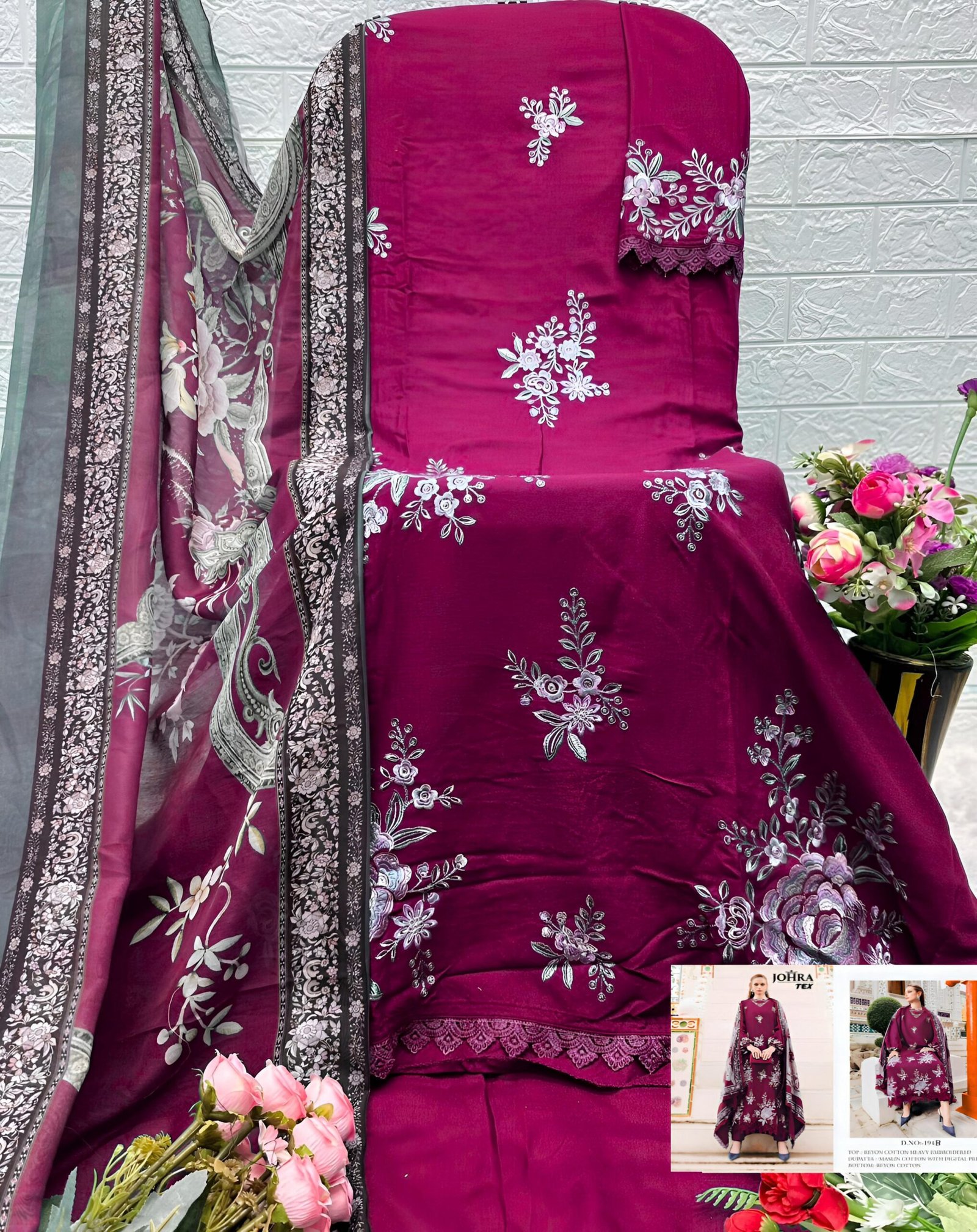 semi stitched BRAND NAME :- JOHRA TEX D NO :- JT-194 B RAYYON COLLECTION - Image 2