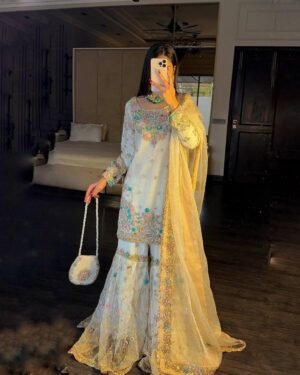 stitched AK 1348  PRESENTING NEW KURTI-SHARARA SET IN GEORGETTE WITH BEAUTIFUL SEQUINS & THREAD EMBROIDERY WORK