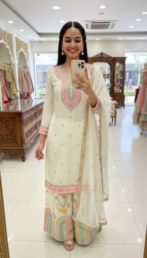 stitched AK 1454  ENHANCE THE BEAUTY OF YOUR WARDROBE WITH THIS NEWLY LAUNCHED KURTI & PLAZZO SET