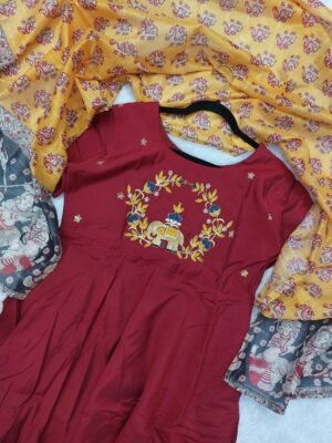 Alternative view of stitched Launching  fastival special elephant work 2 pic suits  NEW beautiful  HEAVY FULLY STITCHIED SUIT SET