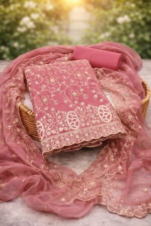 Alternative view of stitched  ORIGINAL GEORGETTE WORK   (2 MTR )Work-JARI WORK