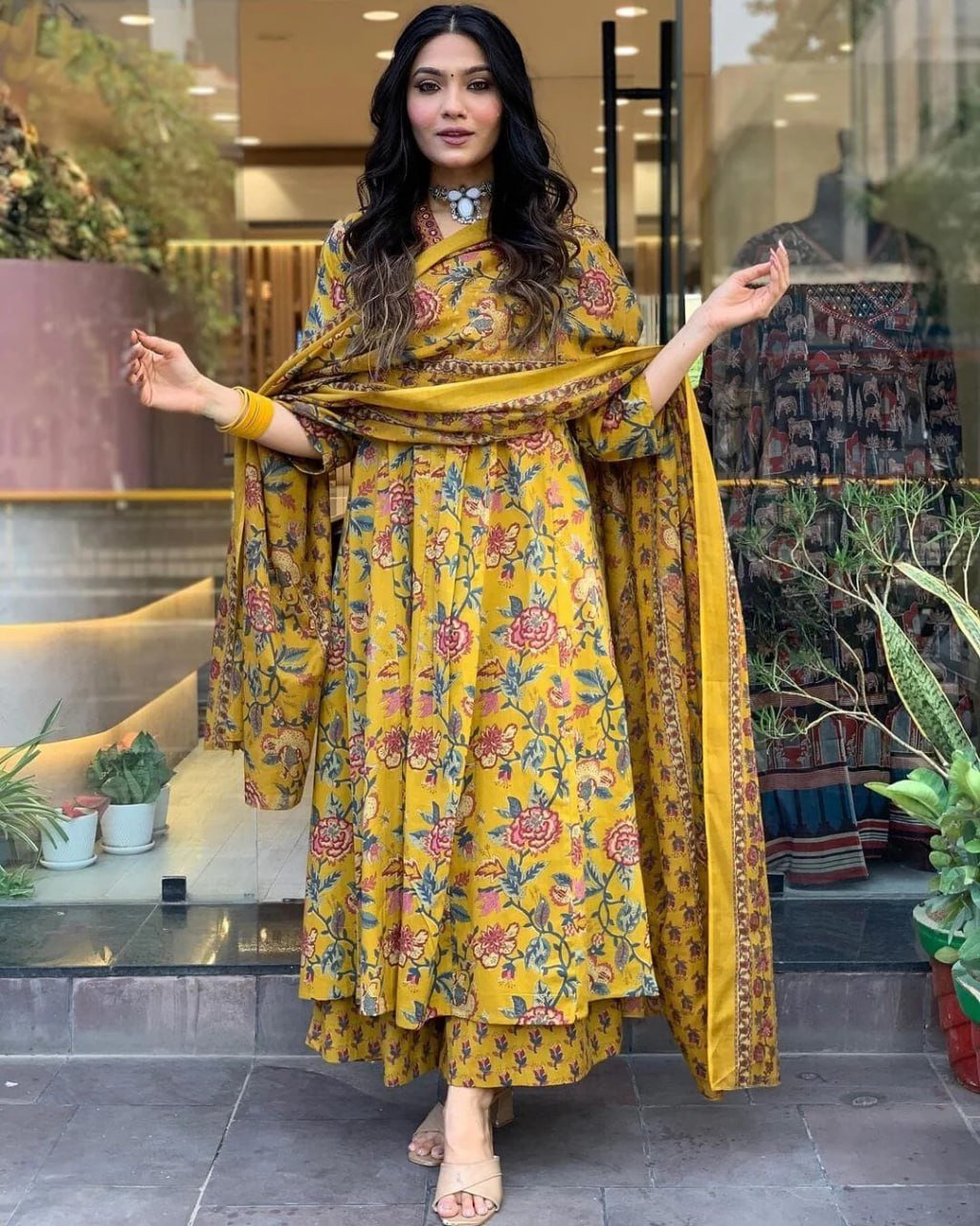 stitched Featuring mesmerizing Aline Premium Cotton Blend Suit which is seamless blend of elegance and comfort. It is crafted from finest Cotton fabric which is beautifully highlighted with intricate prints all-over. - Image 3