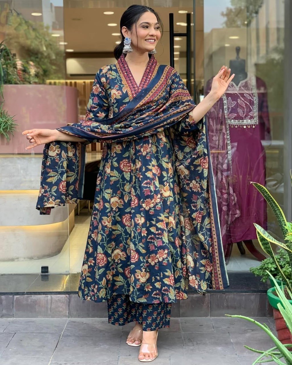 stitched Featuring mesmerizing Aline Premium Cotton Blend Suit which is seamless blend of elegance and comfort. It is crafted from finest Cotton fabric which is beautifully highlighted with intricate prints all-over. - Image 7
