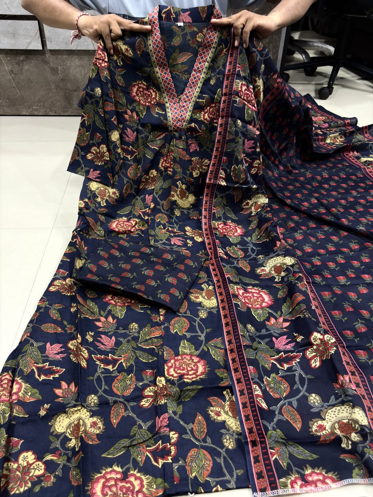 stitched Featuring mesmerizing Aline Premium Cotton Blend Suit which is seamless blend of elegance and comfort. It is crafted from finest Cotton fabric which is beautifully highlighted with intricate prints all-over. - Image 8