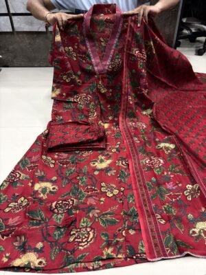 Alternative view of stitched Featuring mesmerizing  Aline Premium Cotton Blend Suit which is seamless blend of elegance and comfort. It is crafted from finest Cotton fabric which is beautifully highlighted with intricate  prints all-over.