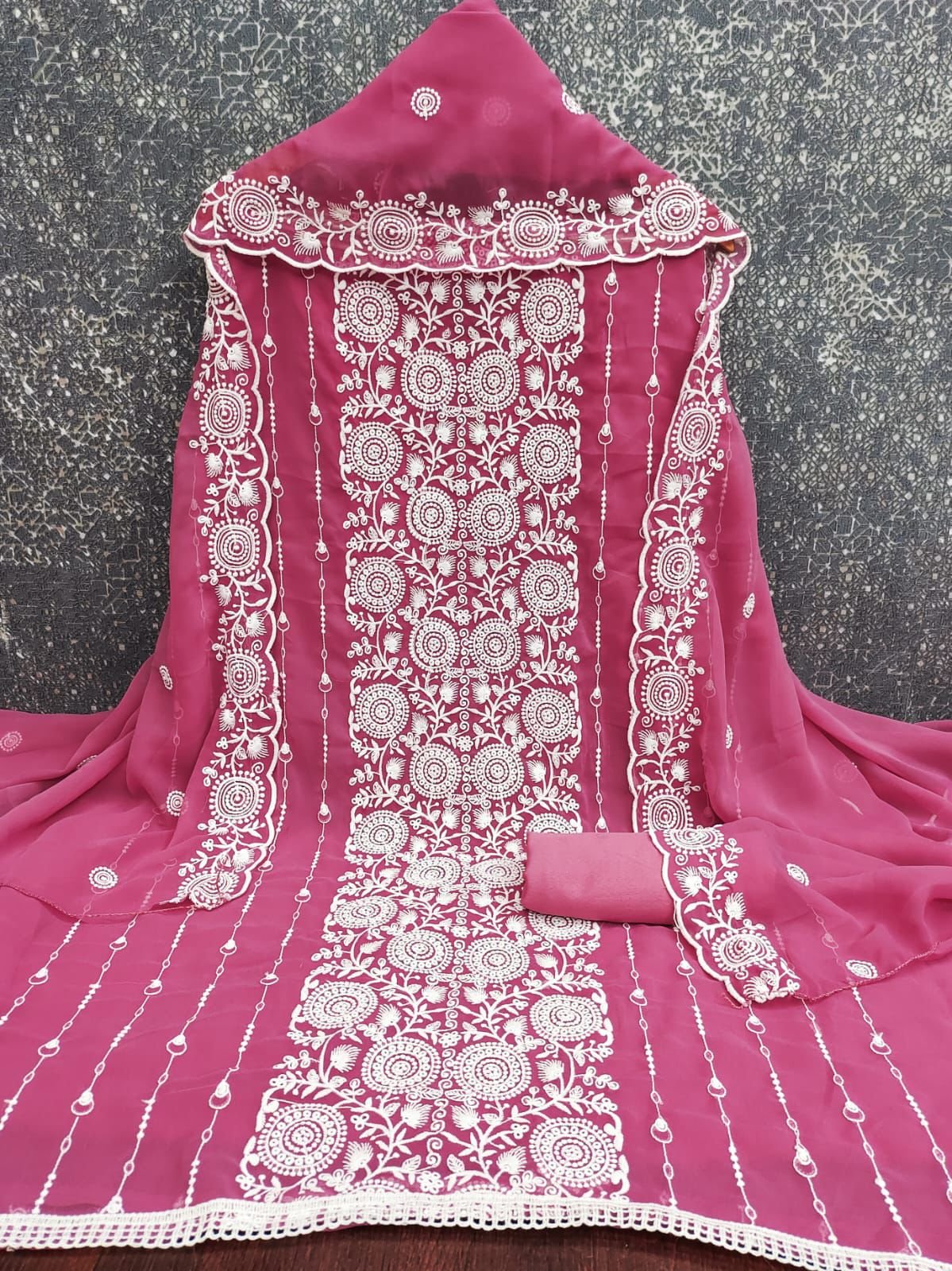 semi stitched Exclusive Dress Material Suit For Women GEORGETTE THREAD WORK 2 MTS - Image 5