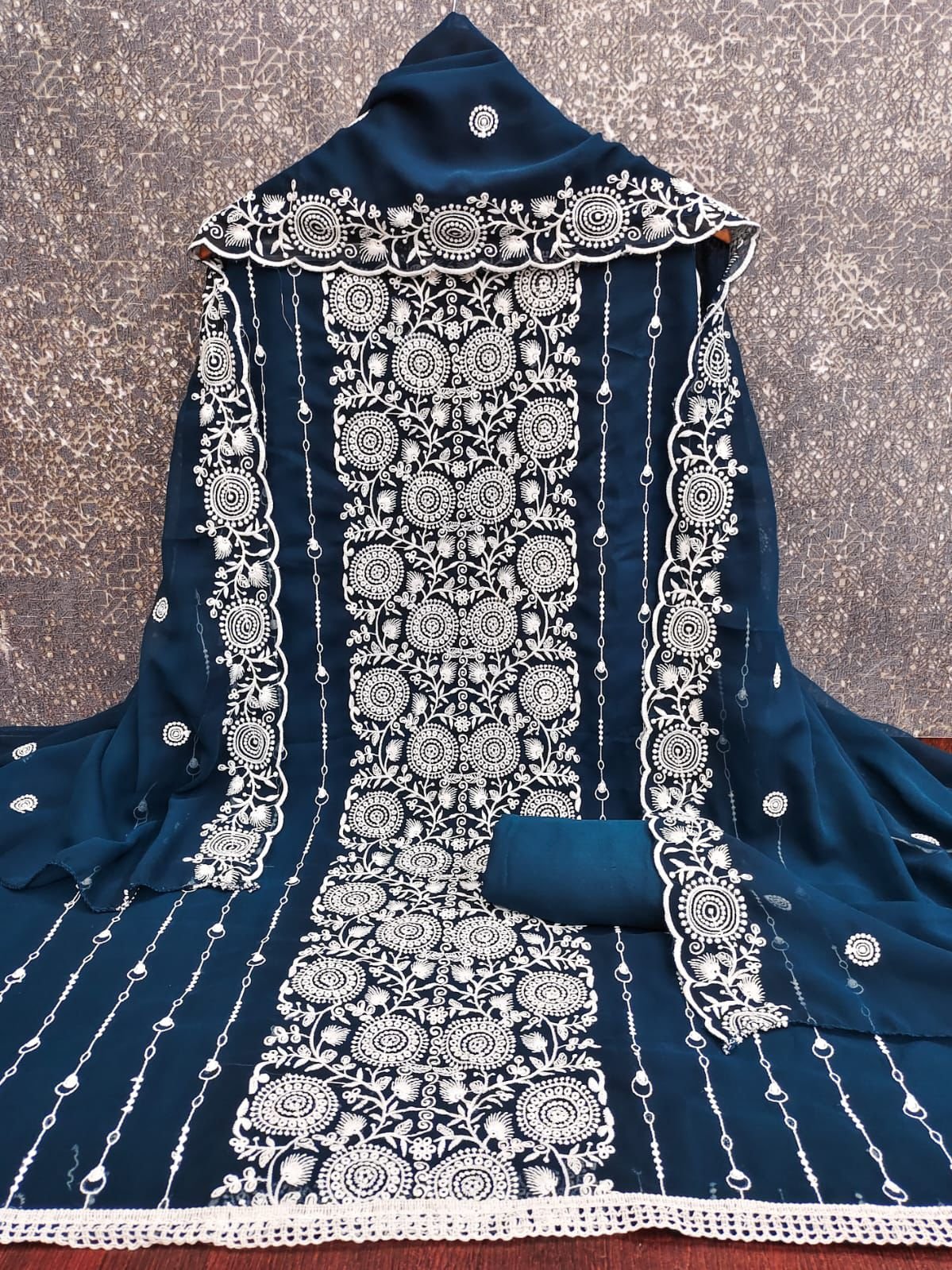 semi stitched Exclusive Dress Material Suit For Women GEORGETTE THREAD WORK 2 MTS - Image 11