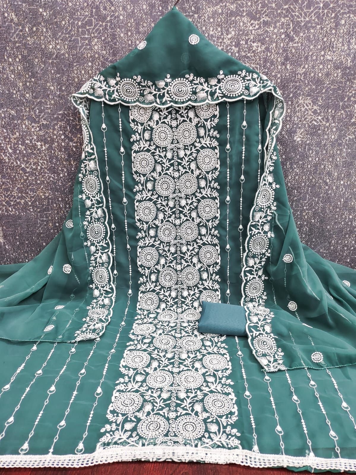 semi stitched Exclusive Dress Material Suit For Women GEORGETTE THREAD WORK 2 MTS - Image 9