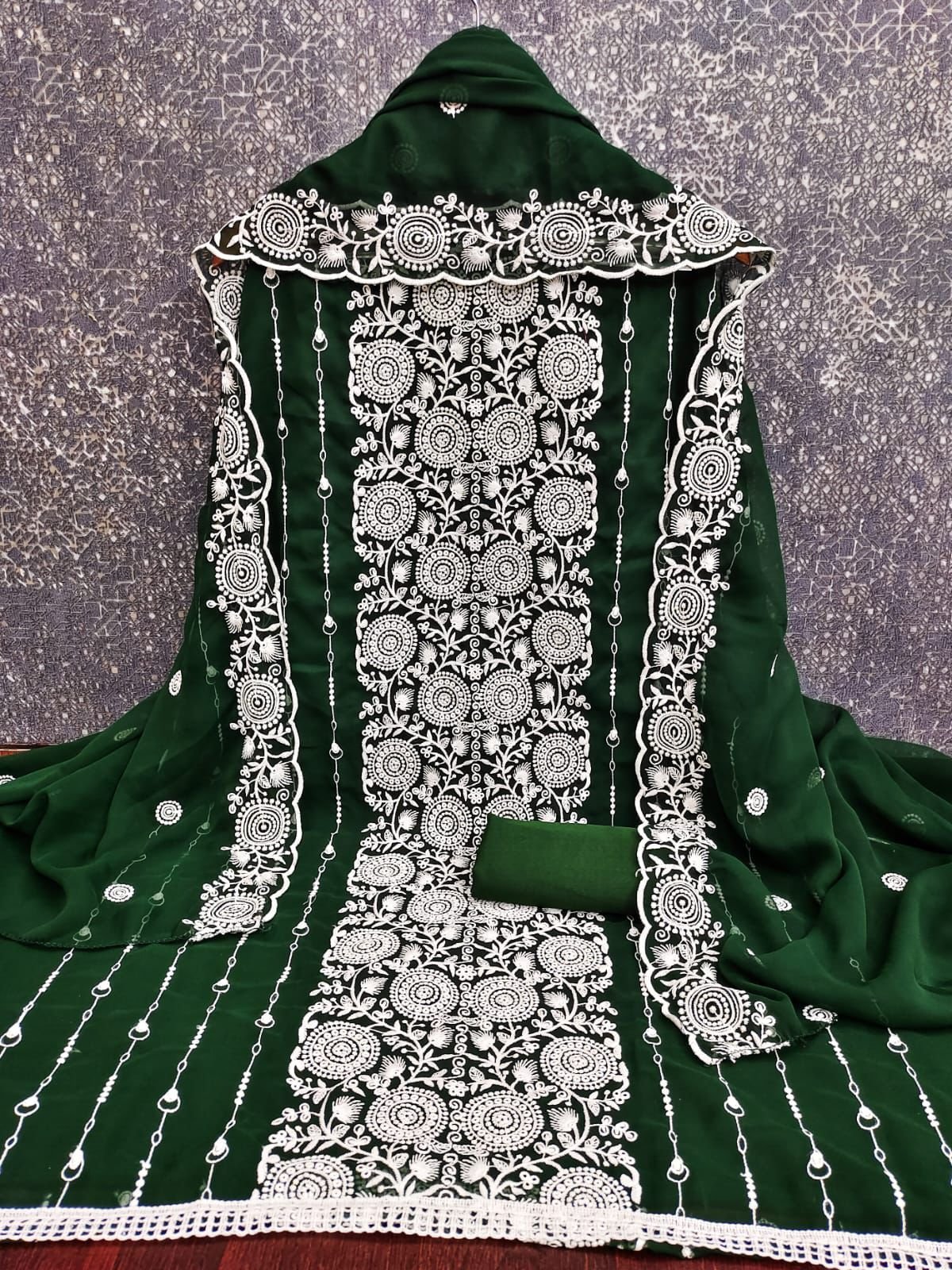 semi stitched Exclusive Dress Material Suit For Women GEORGETTE THREAD WORK 2 MTS - Image 7
