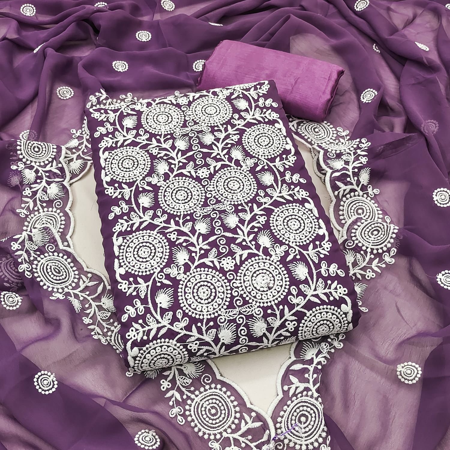 semi stitched Exclusive Dress Material Suit For Women GEORGETTE THREAD WORK 2 MTS - Image 4