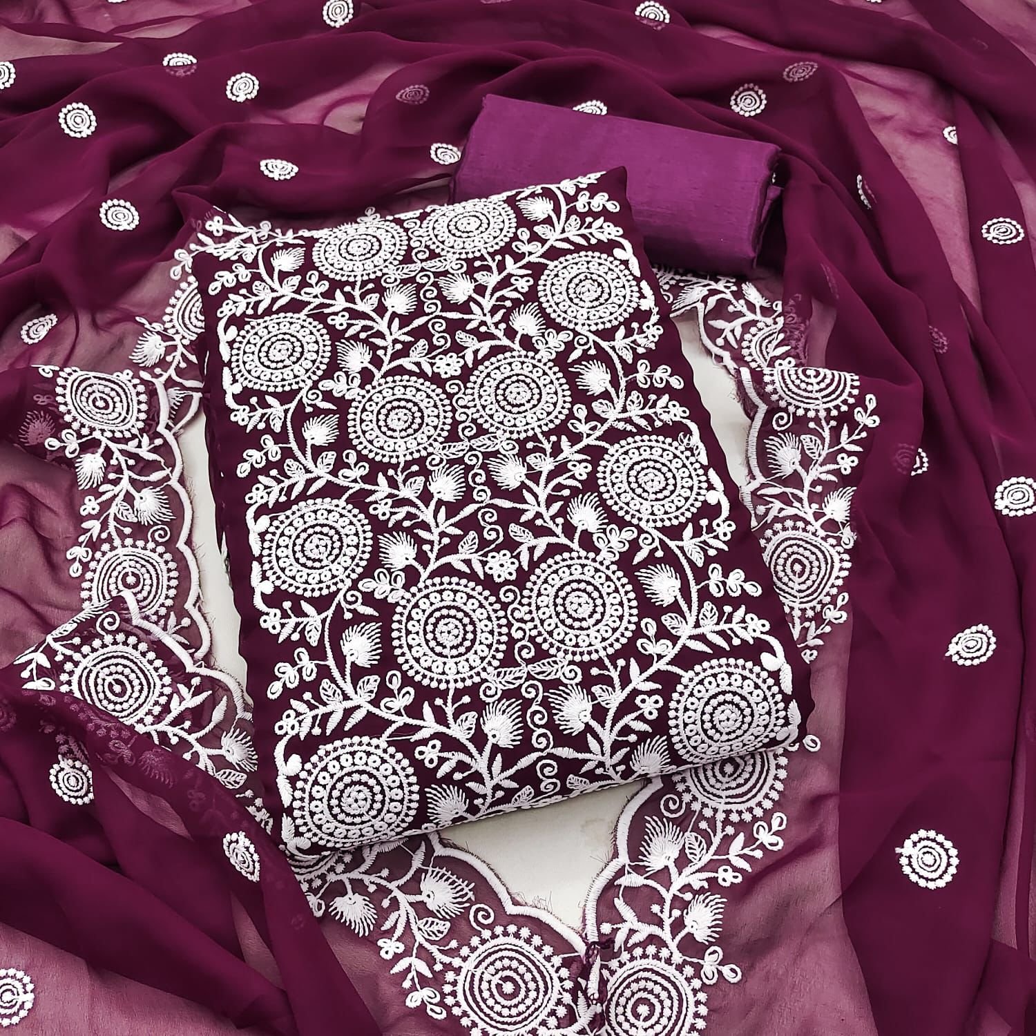 semi stitched Exclusive Dress Material Suit For Women GEORGETTE THREAD WORK 2 MTS - Image 2