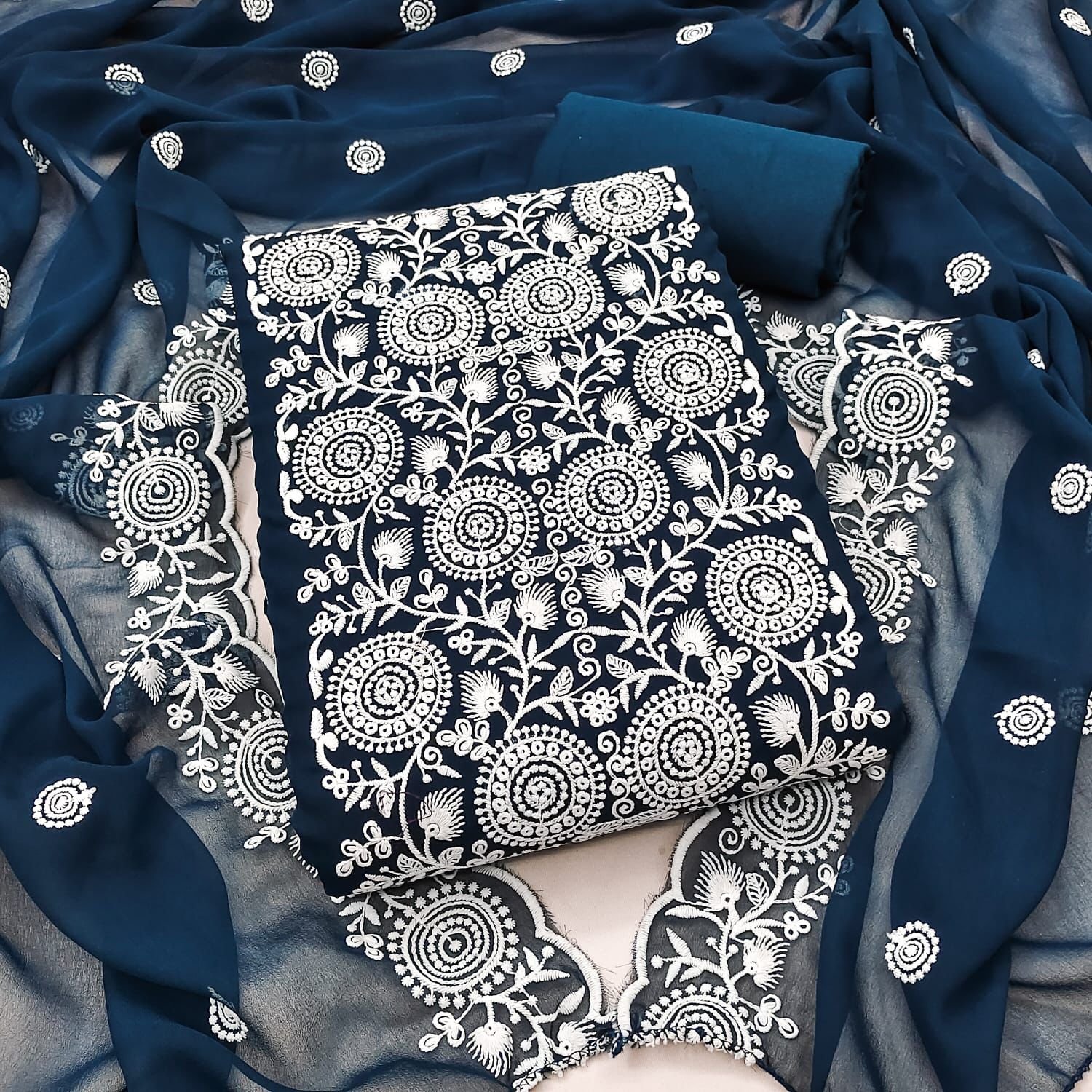 semi stitched Exclusive Dress Material Suit For Women GEORGETTE THREAD WORK 2 MTS - Image 12