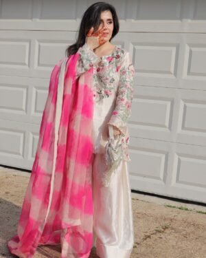 stitched Presenting New Designer Collection In Natural Crep Silk Top-Bottom And Dupatta Set Fully Stitched Ready To Wear