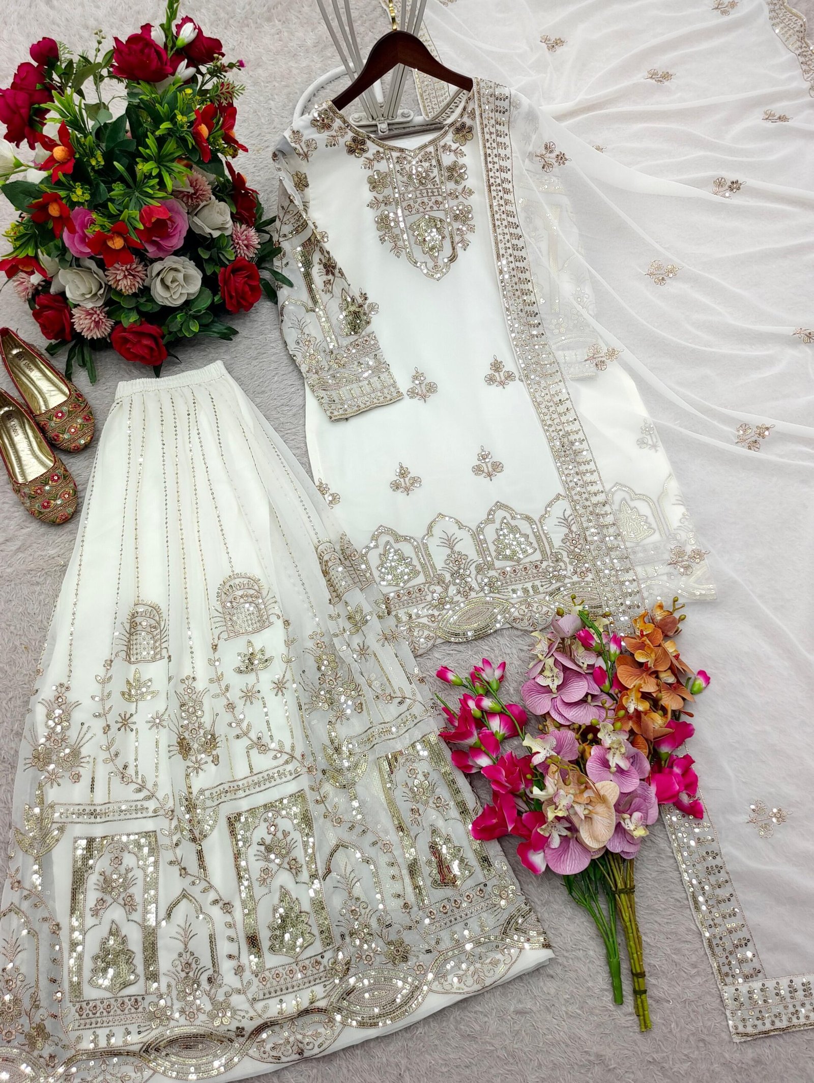stitched Launching New Design Trending Fox Georgette(Top&Sarara&dupatta)* Reddy To Wear Look Design* - Image 4