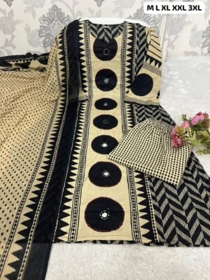 Alternative view of stitched Step into timeless elegance with this beautiful Ajrakh handblock printed suit set