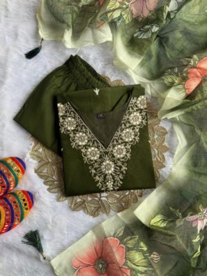 Alternative view of stitched New Designers Kurti Pent Dupatta Set