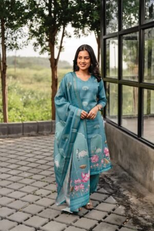 stitched SHIVAM COLLECTION PRESENT.....   WOMEN'S PURE COTTON KURTA SET  ANAMIKA