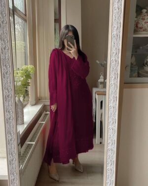 stitched EXCLUSIVE 3 PIECE PLAZZO PAIR WITH   DUPATTA IN SEQUENCE EMBROIDERY WORK  5 COLOUR  CODE :-AK-2002