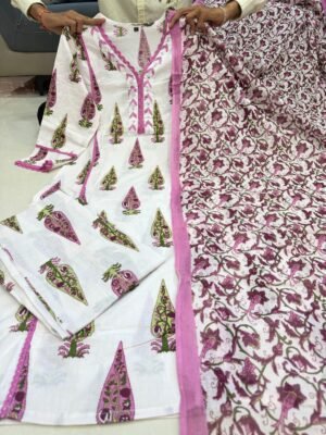 Alternative view of stitched Upgrade your ethnic wardrobe with this elegant Jaipuri cotton suit set, crafted in premium 60x60 soft cotton fabric for all-day comfort. Featuring authentic Bagru print with traditional motifs, this outfit reflects timeless Rajasthani craftsmanship.