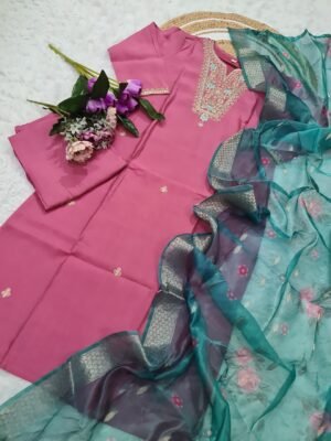 Alternative view of stitched SHIVAM COLLECTION PRESENT.....   GAJRI   PURE VISCOSE CHANDERI SILK WITH SEQUENCE CODING EMBROIDERY WORK