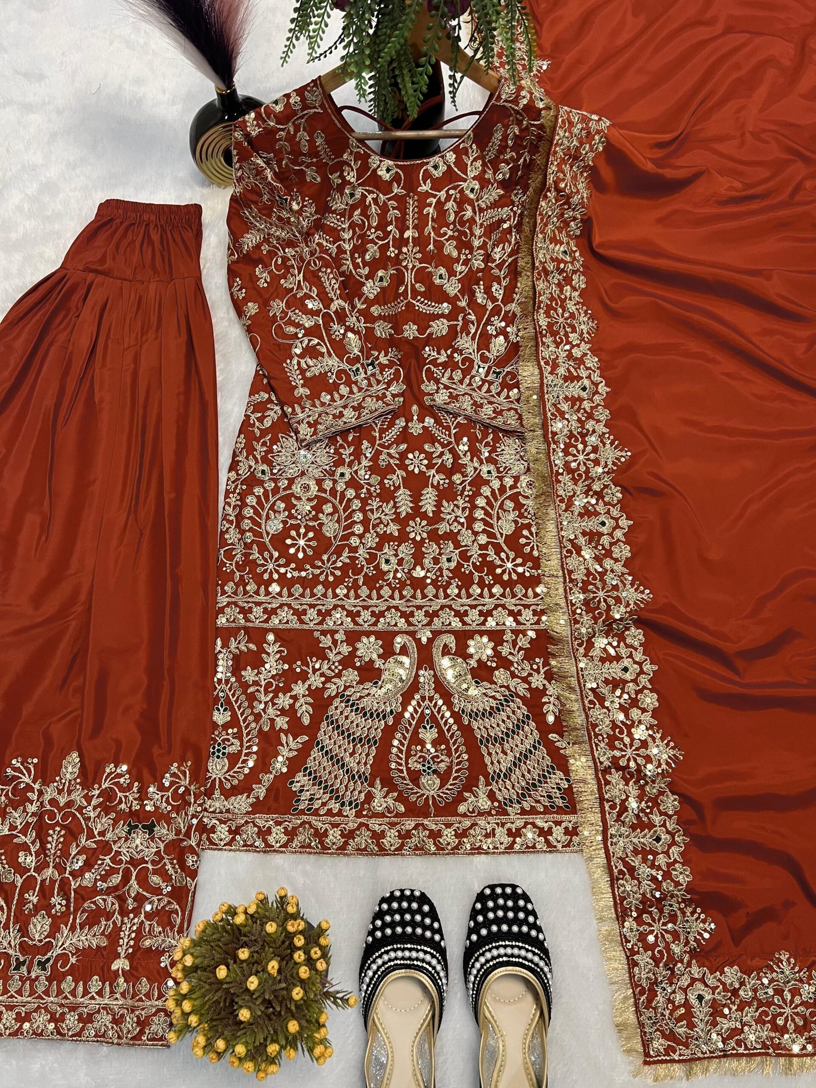stitched AK-(475) Presenting New Designer Long Panjabi Suit Top , Pant and Dupptta In Fancy Style - Image 2