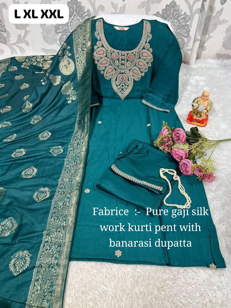stitched SALE SALE SALE Launching New Designers Kurti Pent Dupatta Set - Image 5