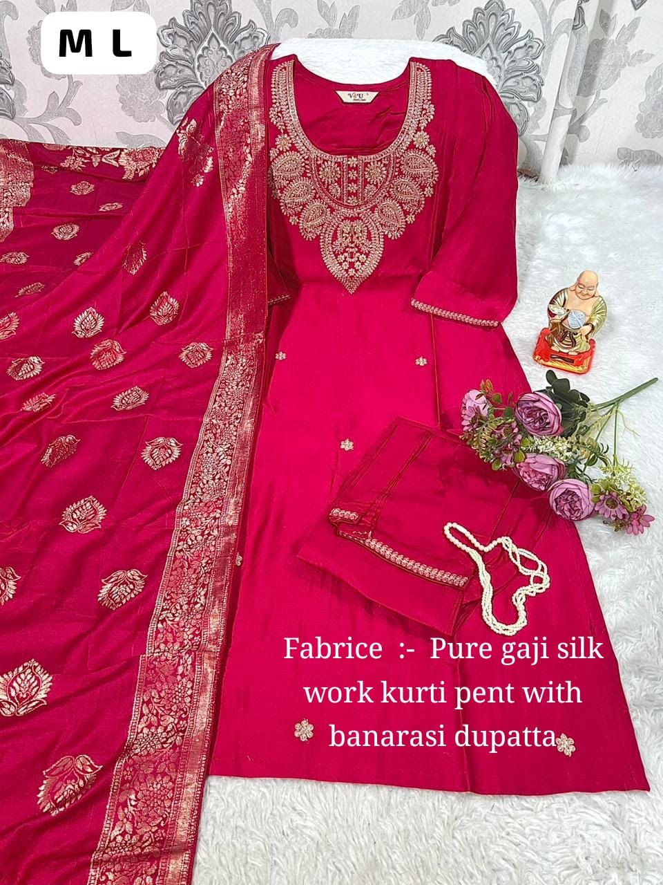 stitched SALE SALE SALE Launching New Designers Kurti Pent Dupatta Set - Image 3